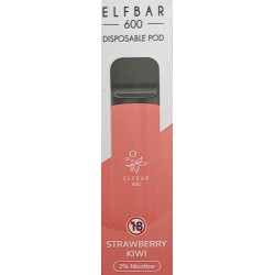 Jednorázová elektronická cigareta 600 potahů příchuť Strawberry Kiwi / jahodové kiwi / Elfbar obsah nikotinu 20 mg/ml rozměr Ø16