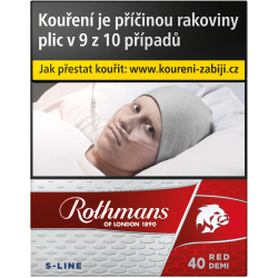 Kartonové balení tvrdá krabička cigarety s filtrem Rothmans červená 40 S - Line Red kolek L 288 kč 8x40ks - 320 ks cigaret