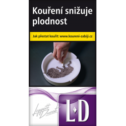 Kartonové balení tvrdá krabička cigarety s filtrem LD violet superline slim kolek L 137 Kč 10x20ks