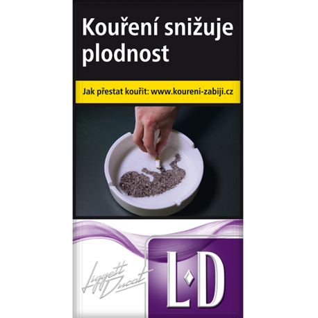 Kartonové balení tvrdá krabička cigarety s filtrem LD violet superline slim kolek L 137 Kč 10x20ks