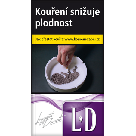 Kartonové balení tvrdá krabička cigarety s filtrem LD violet superline slim kolek L 137 Kč 10x20ks