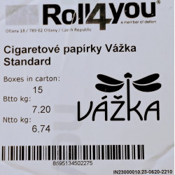 Cigaretové papírky Vážka 15x(100x50ks)75000 ks cigaretových papírk