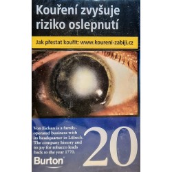 Kartonové balení tvrdá krabička cigarety s filtrem Burton Blue Value kolek Q 136 Kč 10x20ks