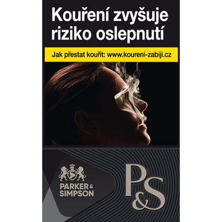 Kartonové balení tvrdá krabička cigarety s filtrem Parker & Simpson P&S Black kolek Q 140 Kč 10x20ks