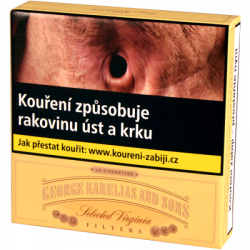 Kartonové balení tvrdá krabička cigarety s filtrem George Karelias And Sons Selected Virginia 0,9 Mg kolek Q 145 Kč 10x20 ks