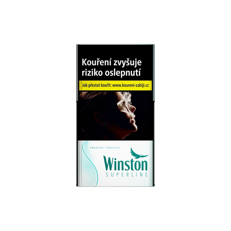 Kartonové balení cigarety s filtrem tvrdá krabička Winston Superline Green kolek Q 142 Kč 10x20 ks