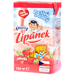 Trvanlivý mléčný jahodový nápoj Lipánek - Madeta 250 ml