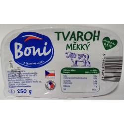 Tvaroh měkký nízkotučný s obsah tuku 0,5% vanička Boni 1x250g