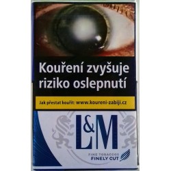 Kartonové balení měkká krabička cigarety s filtrem L&M Finely Cut blue label kolek R 153 Kč 10x20 ks - 200 ks cigaret