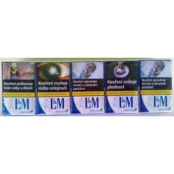 Kartonové balení měkká krabička cigarety s filtrem L&M blue label kolek L 138 Kč 10x20 ks