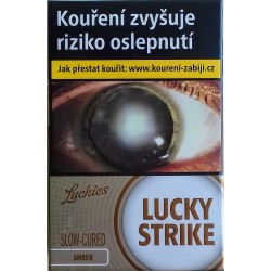 Kartonové balení tvrdá krabička cigarety s filtrem Lucky Strike Luckies Slow-Cured Amber kolek Q 158 Kč 10x20 ks