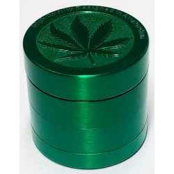 Drtička tabáku kovová čtyřdílná motiv marihuana barva zelená Remo 2,8 cm