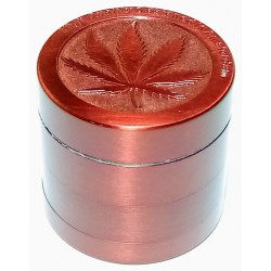 Drtička tabáku kovová čtyřdílná motiv marihuana barva červená Remo 2,8 cm