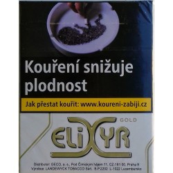 Kartonové balení tvrdá krabička cigarety s filtrem Elixyr Gold 22s kolek Q 144 Kč 8x22 ks