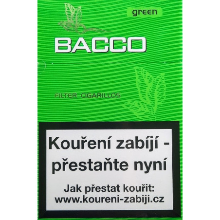 Kartonové balení tvrdá krabička cigaretové doutníčky s filtrem Bacco Green 10x17ks